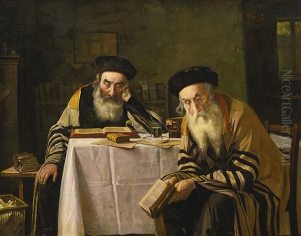 Rabbis At A Table by Alois Heinrich Priechenfried