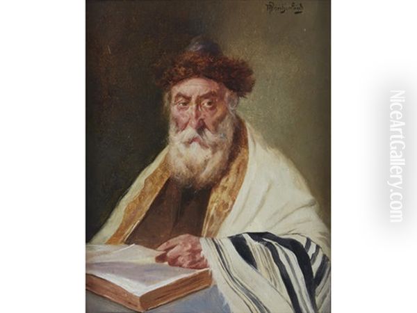 A Portrait Of A Rabbi Oil Painting by Alois Heinrich Priechenfried