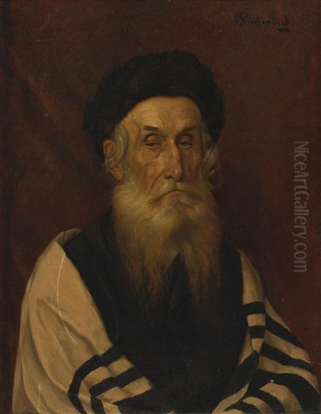 Rabbi Deep In Thought Oil Painting by Alois Heinrich Priechenfried