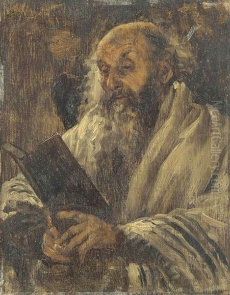 A Rabbi Reading The Torah Oil Painting by Alois Heinrich Priechenfried