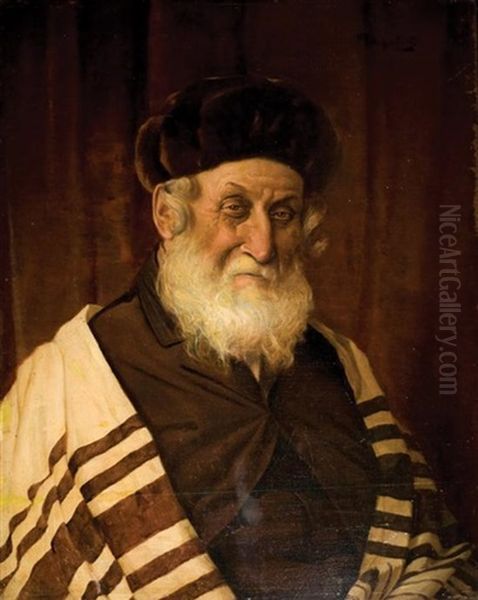 Rabbi Oil Painting by Alois Heinrich Priechenfried