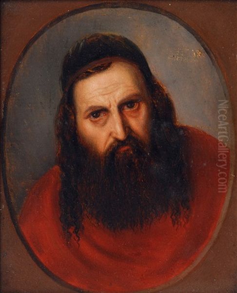 A Russian Rabbi (+ Another; 2 Works) Oil Painting by Alois Heinrich Priechenfried