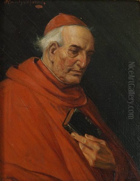 Roter Kardinal Mit Buch Oil Painting by Alois Heinrich Priechenfried