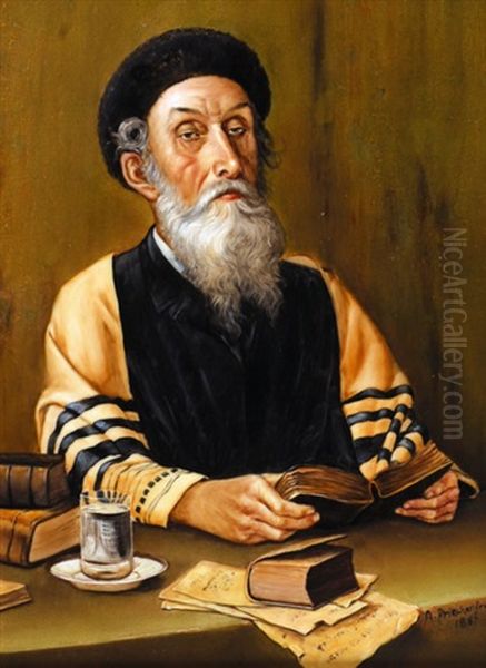 Portrait Rabbi Oil Painting by Alois Heinrich Priechenfried