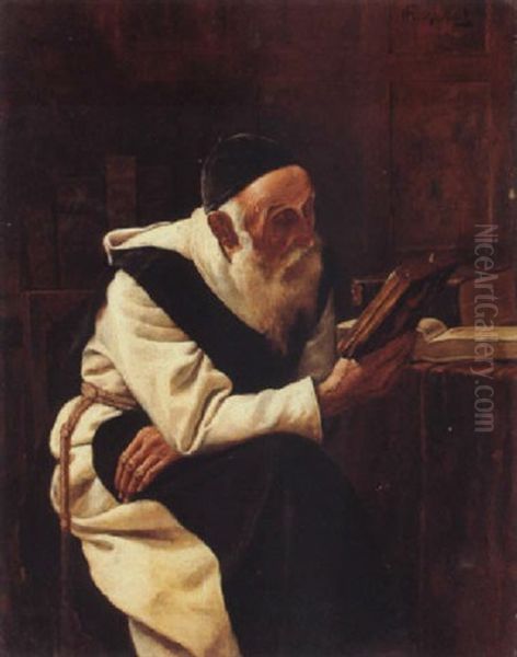 A Rabbi In His Study Oil Painting by Alois Heinrich Priechenfried