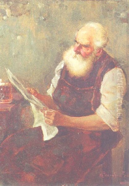 Reading The Newspaper by Alois Heinrich Priechenfried