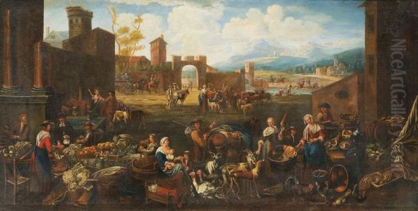 Mercato Fuori Porta Oil Painting by Pietro Maurizio Bolckman