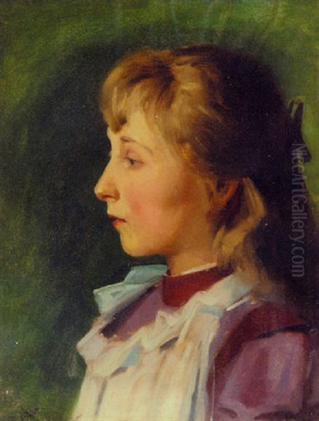 Portrait Of Bessie Priest, Aged Nine Years Oil Painting by Alfred Priest