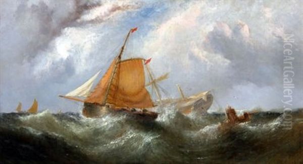 Shipping In Rough Seas Oil Painting by Alfred Priest