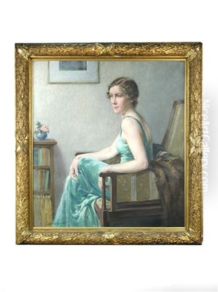 Portrait Of Miss Kathleen Bell Oil Painting by Bertram Priestman