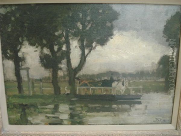 The River Ferry Oil Painting by Bertram Priestman