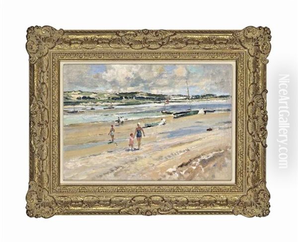 A Day At The Beach Oil Painting by Bertram Priestman