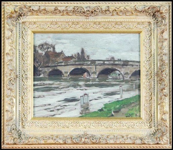 Bridge Over The Stour River Oil Painting by Bertram Priestman