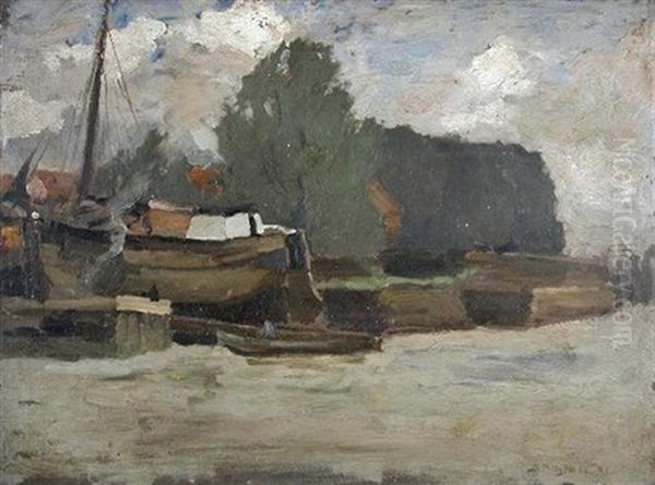 Near Dordrecht, Holland Oil Painting by Bertram Priestman