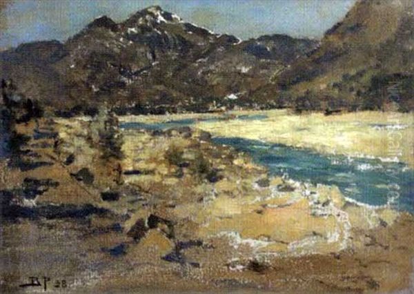 The Maggiore River, Near Ascona Oil Painting by Bertram Priestman