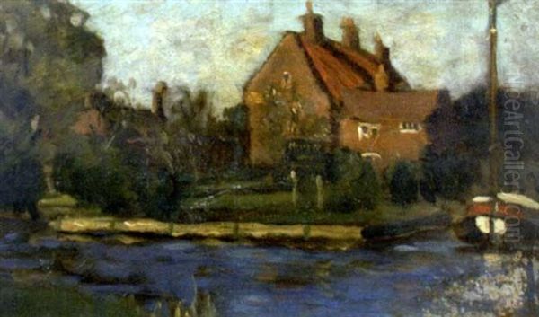 On The Norfolk Broads Oil Painting by Bertram Priestman