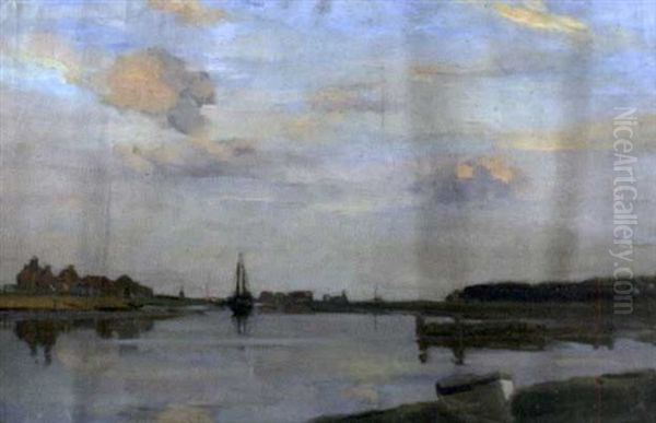 Suffolk Estuary Oil Painting by Bertram Priestman