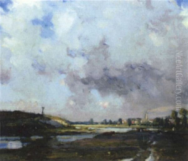 Storm Clouds Over The Meadow Oil Painting by Bertram Priestman