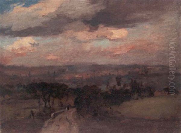 Bradford From Moorfield Oil Painting by Bertram Priestman