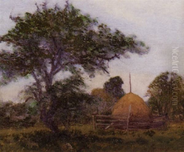 Landscape With Haystack by Bertram Priestman