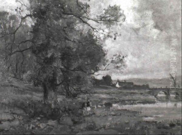 Autumn In Watton Oil Painting by Bertram Priestman