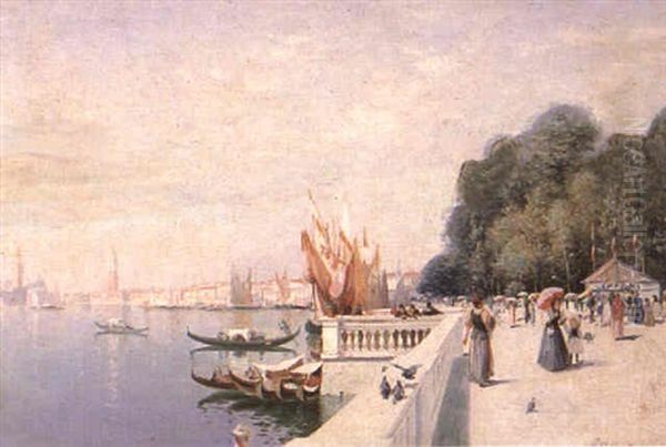 Riva Degli Schiavoni, Venice Oil Painting by Bertram Priestman