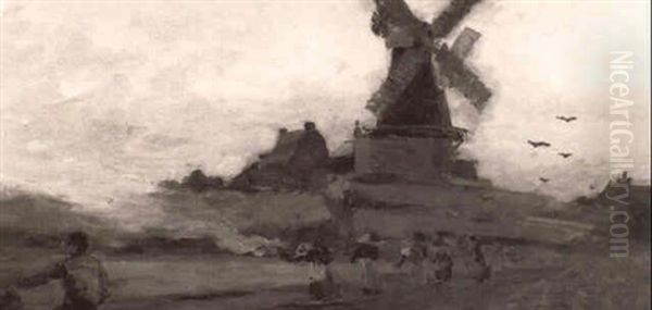 The Windmill Oil Painting by Bertram Priestman