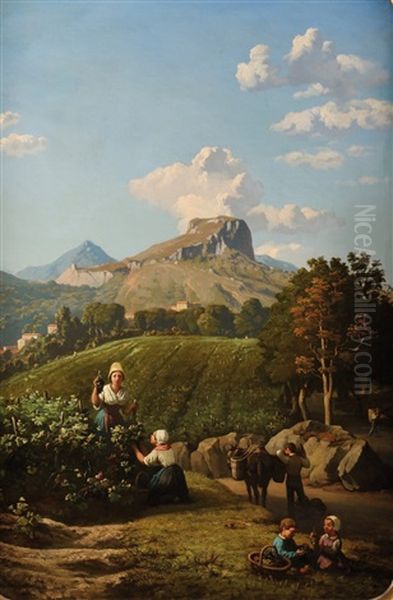 Les Vendanges Dans Le Midi Oil Painting by Romain Etienne Gabriel Prieur