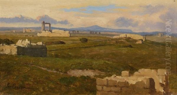 Ruines Antiques Dans La Campagne Romaine Oil Painting by Romain Etienne Gabriel Prieur