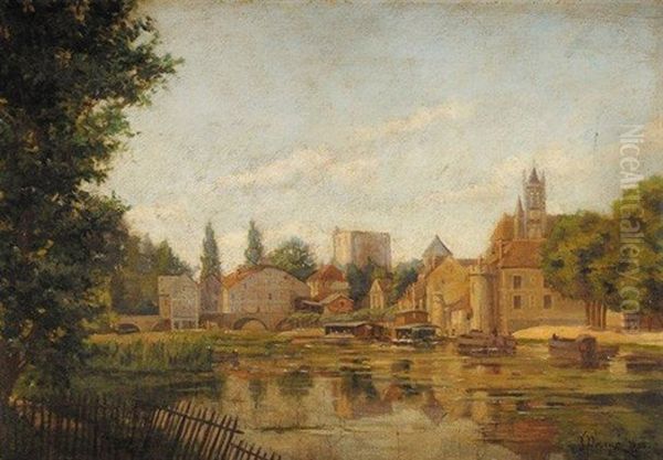 Lavoir A Moret-sur-loing Oil Painting by Romain Etienne Gabriel Prieur