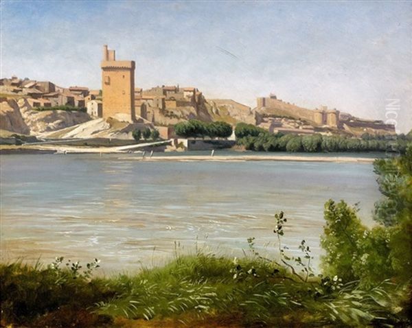 Vue De Villeneuve-les-avignon Oil Painting by Romain Etienne Gabriel Prieur