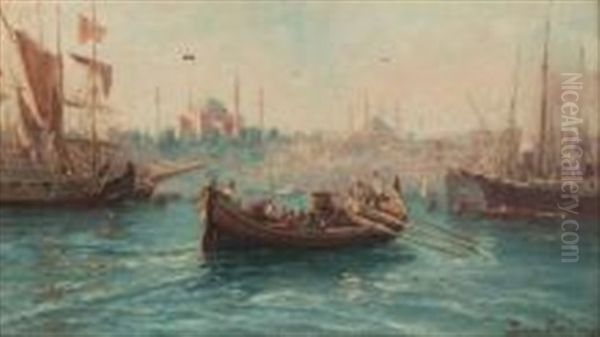 Constantinople, Sainte-sophie Depuis Le Bosphore Oil Painting by Francois Leon Prieur-Bardin