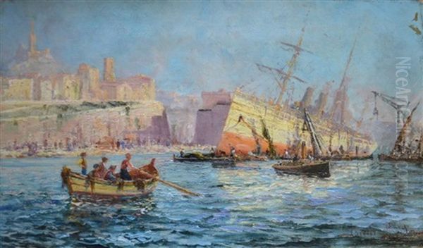 Le Polynesien Echoue Dans Le Port De Marseille Oil Painting by Francois Leon Prieur-Bardin