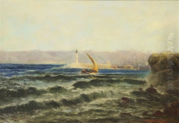 Felouk A L'entree D'un Port Turc Oil Painting by Francois Leon Prieur-Bardin