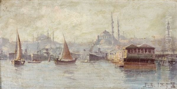 Pont De Galata Oil Painting by Francois Leon Prieur-Bardin