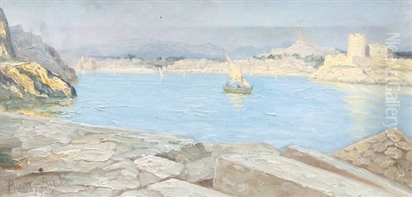 Marseille Vue Du Frioul Oil Painting by Francois Leon Prieur-Bardin