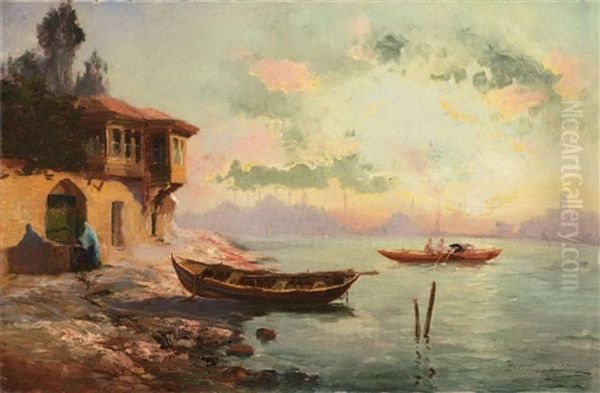 Istanbul Oil Painting by Francois Leon Prieur-Bardin