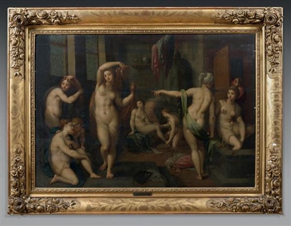 Jeunes Femmes Au Bain Oil Painting by Francesco Primaticcio