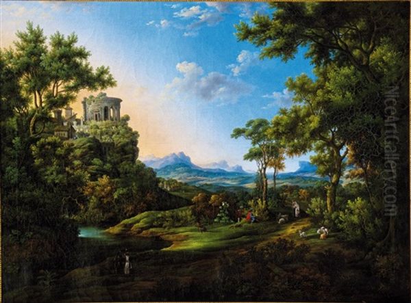 Arkadische Landschaft Oil Painting by Joh. Georg Primavesi