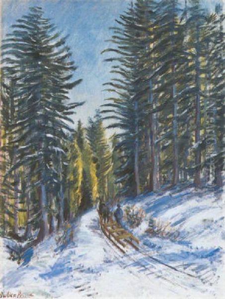 Paysage De Foret De Sapins Oil Painting by Andre Julien Prina