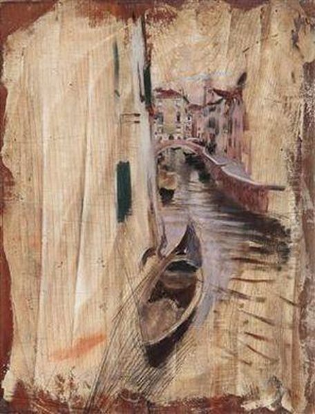 View Into A Venetian Canal Oil Painting by Giovanni Boldini