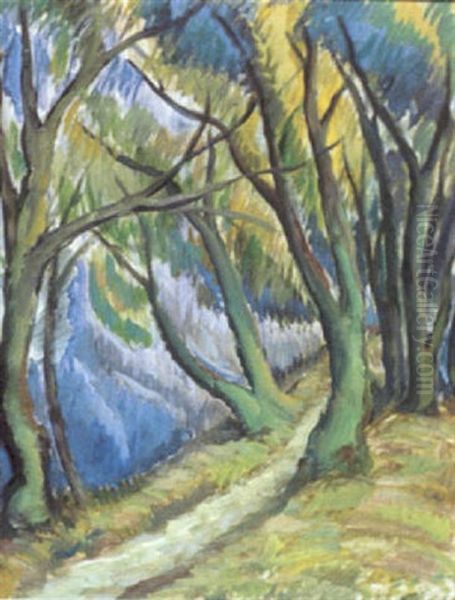 Le Chemin Dans La Foret Oil Painting by Andre Julien Prina