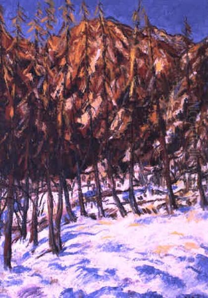 Paysage De Neige Oil Painting by Andre Julien Prina