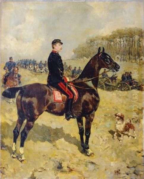 Le Commandant Jules Tardiveau En Inspection Oil Painting by Rene Pierre Charles Princeteau