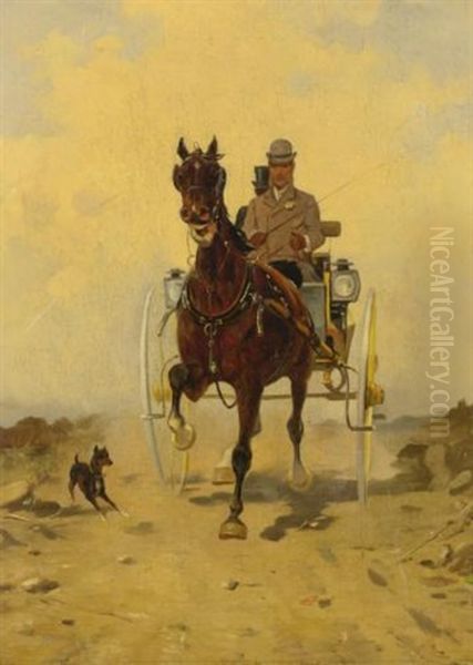 Horse And Carriage Oil Painting by Rene Pierre Charles Princeteau