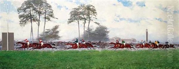 Chantilly 29 Mai 1892, L'arrivee Du Jockey Club Oil Painting by Rene Pierre Charles Princeteau