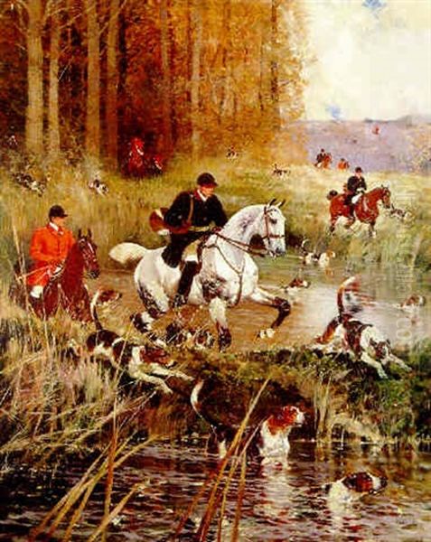 Scene De Chasse A Cour Oil Painting by Rene Pierre Charles Princeteau