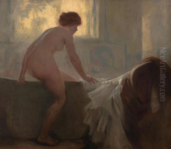 Lady In The Bath Oil Painting by Rene Francois Xavier Prinet