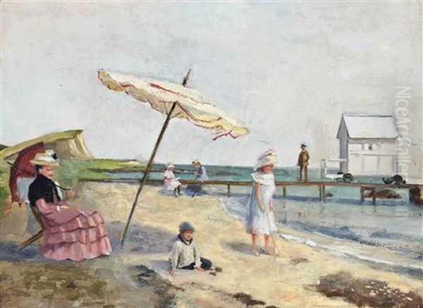 Sur La Plage Oil Painting by Rene Francois Xavier Prinet