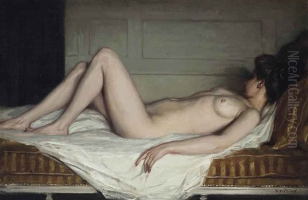 Reclining Nude Oil Painting by Rene Francois Xavier Prinet